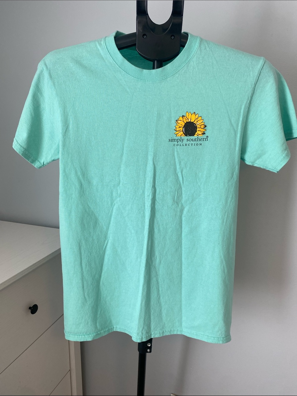 Simply Southern Mint Sunflower Chest Logo Tee